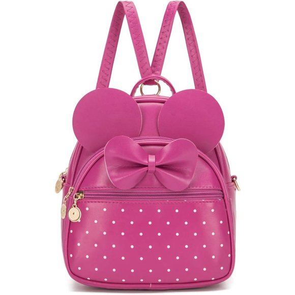 Bowknot Polka Dot Mini Backpack And Convertible Shoulder Bag Purse for Women - Picture 1 of 7